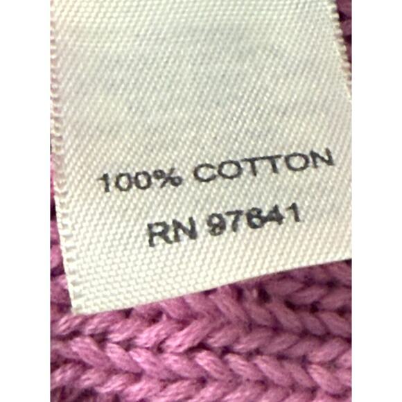 J. Jill Cardigan Sweater Size M Ruffle Front Cotton Cable Knit Pink - Picture 7 of 7